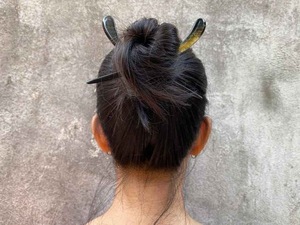 Épingles à cheveux en corne de buffle polie pour femmes, bâton de coiffure en corne de bœuf, accessoire naturel - Product Image 4