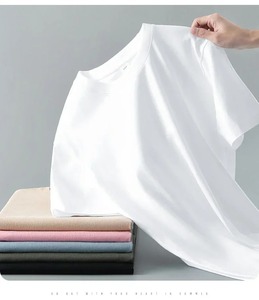 เสื้อยืดแขนสั้นของผู้ชายผ้าฝ้ายสีพื้น, เสื้อยืดผ้าฝ้ายขนแกะแขนครึ่งเดียวสำหรับฤดูร้อน100% - Product Image 5