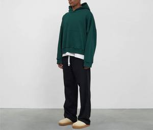 Ensemble sweat à capuche et pantalon thermique épais en polyester/coton avec fermeture éclair et strass, style urbain rétro américain, collection automne-hiver 2026 pour homme - Product Image 3