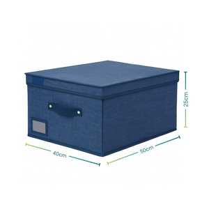 Scatola portaoggetti pieghevole in tessuto blu Maxi 50x40x25cm con coperchio e maniglia salvaspazio in tessuto per vestiti - Product Image 2