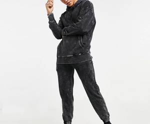 Sweat à capuche en coton délavé à l'acide surdimensionné de haute qualité pour hommes OEM Ensemble de survêtements en polaire confortable et respirant pour hommes - Product Image 5