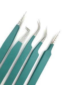 Nouveau persan vert durable en acier inoxydable personnalisé Extension de cils pince à épiler enduit de poudre outil de beauté en gros Volume cils - Product Image 6