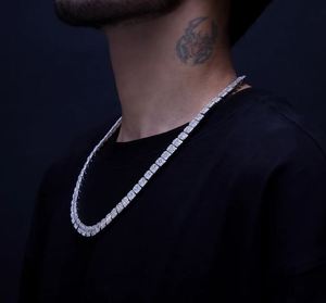 Cadena de Eslabones Tipo Baguette con Moissanita VVS Brillante, Cadena de Tenis de Oro de 14K, Colgantes y Dijes Finos - Product Image 3