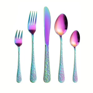 Juego de 4 cubiertos de acero inoxidable, utensilios de cocina ideales para regalos de mesa, uso doméstico, cubiertos chapados en Color plateado, mango de último diseño - Product Image 3