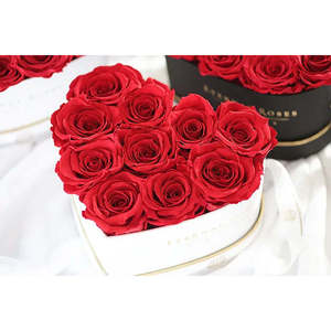 Chelsea Eternal Rose Gift Box Black in Scarlet Square Shape with Fresh Natural Roses for Valentine's Day and Mother's Day - Product Image 2