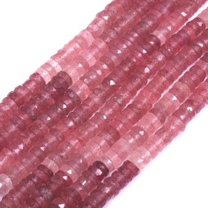 Vente en gros de perles de pierres précieuses en forme de pneu Heishi à facettes en quartz fraise rose naturel pour la fabrication de bijoux à bricoler soi-même de l'Inde Fabricant - Product Image 6