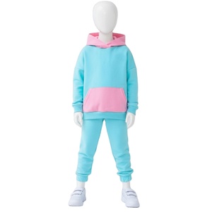 Conjunto de Sudadera con Capucha y Pantalones Deportivos de Algodón Ecológico para Niños, con Cremallera Media, Estilo Urbano y Colores en Contraste - Product Image 4