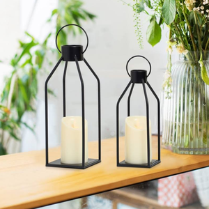 Decorative Hot Sale Black Portable Iron Garden Floor Lamp <b>Lantern</b> <b>Set</b> Of 2 Candle <b>Lantern</b> Ornaments - Product Image 4