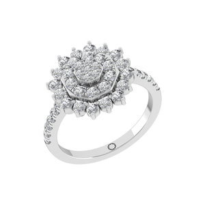 Bague de fiançailles à double halo en or massif 14 carats au design floral élégant IGI bijoux personnalisés en diamant cultivé en laboratoire pour femmes 2025 mariages - Product Image 1