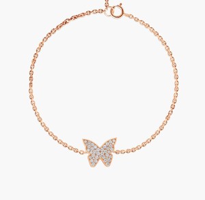 Pulsera con Dije de Mariposa y Diamantes Naturales de 0.33 Ct, Color G-H, Claridad VS-SI, Oro Sólido de 14K para Mujer, Idea de Regalo con Pieza Natural - Product Image 2