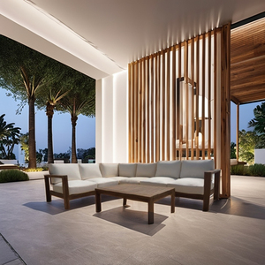 Ensemble de canapé modulaire en teck moderne et confortable pour une utilisation en extérieur sur la terrasse, le jardin, le bord de la piscine - Product Image 3