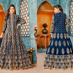 2025 dernière conception broderie lourde Anarkali costume Style pakistanais longue robe robe avec Dupatta pour la fête d'été porter des dames - Product Image 1