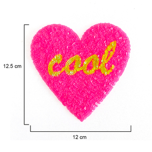 Patch thermocollant cool en forme de cœur avec lettres et sequins pour vêtements - Product Image 5