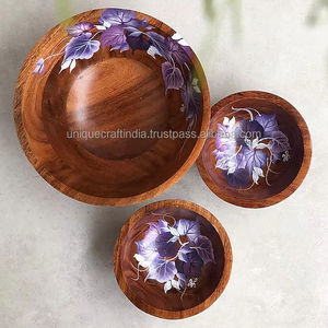 Cuenco hecho a mano, cuenco para servir ensaladas, fabricante al por mayor, nuevo diseño, cuenco para servir ensaladas de madera acabado a mano - Product Image 1