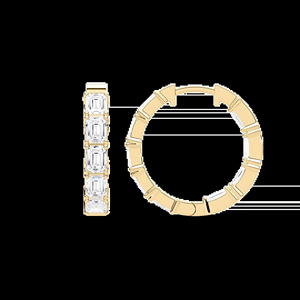 Pendientes de Oro Puro de 14k con Diamantes Cultivados en Laboratorio con Certificación Gai, Forma Esmeralda, 18x 0.25ct, Claridad Ef/vs, 4.5 Ctw, Diseño Interior y Exterior - Product Image 2