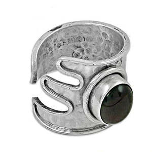 Anillo de Plata 925 con Piedra de Ónice para Mujer, Joyería Artesanal, Piedra Natural, Baño de Rodio, Tecnología de Incrustación Tallada, Fina - Product Image 3