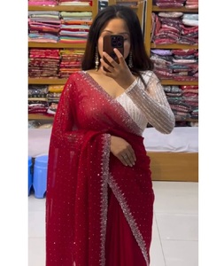 Ấn Độ Thiết Kế Tinh Khiết Kanjivaram Lụa Sari Cho Cô Dâu Mặc Với Dệt Làm Việc Biên Giới Và Áo Mềm Organza Đảng Mặc Lụa Saree - Product Image 1