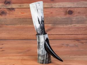 Corne à boire Viking avec support Corne à boire de luxe Viking naturelle avec support Tasses artisanales naturelles Accessoire de bière fraîche - Product Image 5