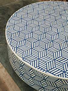 โต๊ะกาแฟฝังกระดูกพร้อมฐานทองเหลืองฝังกระดูกเฟอร์นิเจอร์งานฝีมือจากอินเดีย - Product Image 3