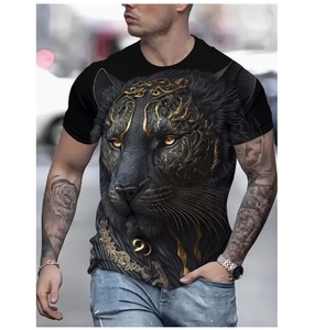 T-shirts pour hommes de marque Designer Golden Jaguar, imprimé graphique noir, manches courtes, hauts décontractés, vêtements de streetwear tendance pour hommes - Product Image 5