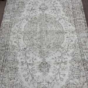 Alfombra Turca Vintage, Alfombra Grande de 5.3x8.7 pies, Alfombra Gris Abstracta - Product Image 3