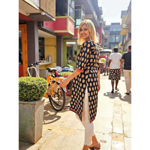 Robe longue droite en pur coton pour femme Evolve, élégante et décontractée, imprimée, respirante, taille naturelle, offre ODM - Product Image 1