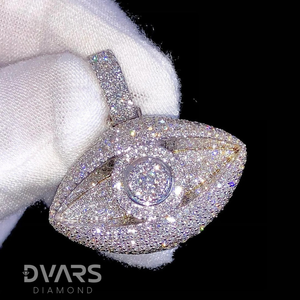 Dvars Diamond DHP-140 Colgante de Moissanita Chapado en Oro de Plata de Ley 925 Personalizado con Diseño 'Eyes Iced Eye' que Pasa la Prueba del Diamante - Product Image 1