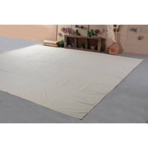 Alfombra turca Vintage minimalista de 14,6x17,1 pies hecha a mano de lana Beige Faux Rabbit Fur Patchwork diseño rectángulo pasillo látex - Product Image 5
