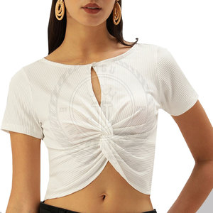 High Quality Plus Size Summer Eco-Friendly Breathable Quick Dry <b>Crop</b> <b>Top</b> T-Shirt for Women Made in Pakistan - Product Image 1