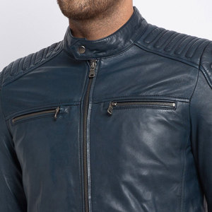 2024 Men's Casual Winter <b>Jacket</b> Customized <b>Thin</b> Cow Skin Stand Collar <b>Waterproof</b> Breathable Windproof Fashionable Motor Biker - Product Image 5