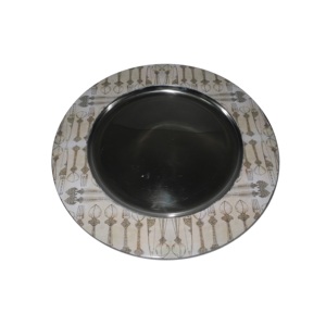 Plateau de service alimentaire forme ronde plateau de cuisine décoratif assiette de serveur de nourriture plaqué or assiettes de chargeur sculptées à la main - Product Image 4