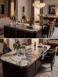 Table à manger en marbre noir et blanc personnalisée, comptoir de cuisine, dessus de vanité, marbre noir Napo leon, dîner et chaises - Product Image 4