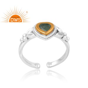 Anillo de piedras preciosas de cuarzo de fresa verde Natural de Plata de Ley 925 de última venta, joyería para mujer, regalo para ella - Product Image 1