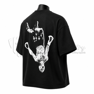 Camiseta Personalizada con Estampado Abstracto, Estilo Vintage, Algodón Lavado, Ropa Urbana, Hip Hop, Fabricante OEM ODM - Product Image 5