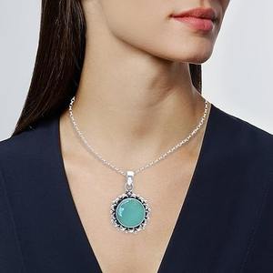 Pendentif en pierre précieuse Aqua Calcedony en argent sterling 925 plaqué or cadeau de mariage parfait bijoux estampillés pour exprimer l'amour - Product Image 3