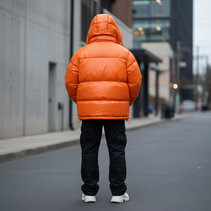 Chaqueta Acolchada de Invierno para Hombre, con Cremallera Personalizada, Estilo Urbano, con Capucha Extraíble Brillante en la Parte Delantera, de Poliéster/Algodón - Product Image 6
