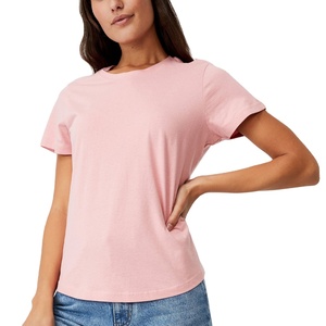 เสื้อยืดแขนสั้นผ้าฝ้าย100% สำหรับผู้หญิง,เสื้อยืดทรงหลวมไม่มีลายกำหนดได้เองปี100% - Product Image 1