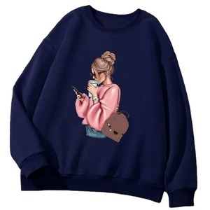 Sweat-shirts personnalisés de style coréen pour femmes, en coton doux et respirant, imprimé, surdimensionné, décontracté, pour couple, étudiant, pull - Product Image 3