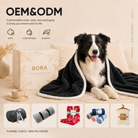 Plaid réversible en polaire Sherpa tissé, personnalisé OEM/ODM, écologique, pour animaux de compagnie, protection de meubles, lit, canapé, cage, niche, doux et lavable