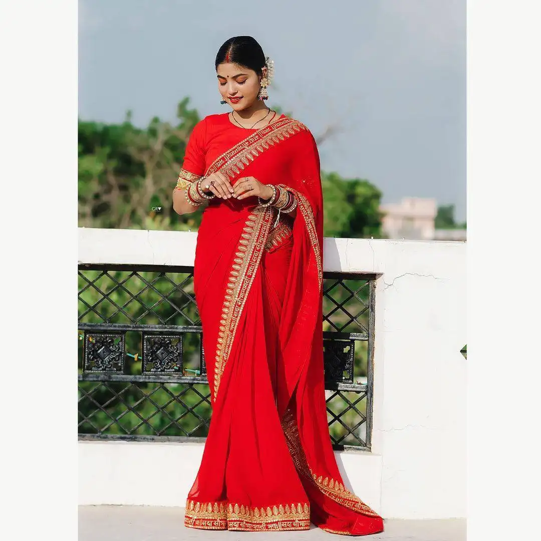 Best Exporter NEW TRENDING FANCY RANGOLY CORDING SEQUENCE LACE WORK SAREE WITH PHANTOM BLOUSE