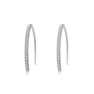<b>Solid</b> Sterling <b>Silver</b> <b>Earring</b> with Genuine Crystal Pull-Through Threader Elegant Crystal Jewelry Accessory - Product Image 1
