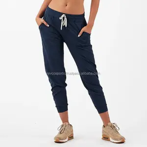 Ladies softest active wear Sweatpants gym workout 3/4 length Women yoga joggers Drawstring Waist Women Navy Blue Sweatpants