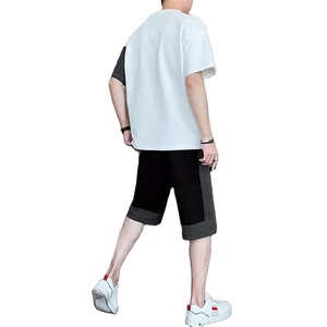 T-shirt pour homme en coton éponge délavé Short d'été sur mesure Ensemble t-shirt et short délavés à l'acide pour homme - Product Image 3