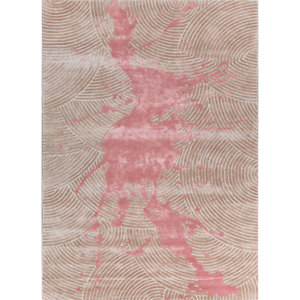 พรมขนสัตว์ผสมวิสโคสสีเบจน้ำตาล ทอมือลายAbstract สำหรับห้องนั่งเล่น ห้องโถง ทางเดิน รูปทรงสี่เหลี่ยมผืนผ้า ใช้ในบ้าน รุ่น Tra-15242 - Product Image 1