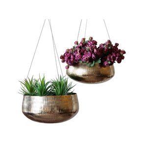 Lot de 2 jardinières luxueuses en métal doré pour salon et balcon Pots de fleurs et jardinières en vente - Product Image 3