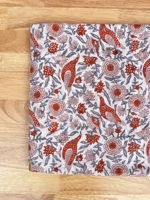 Tissu en coton imprimé à la main motif floral d'oiseaux, pur coton, tissu en continu, imprimé nature, textile en coton doux pour la confection de robes