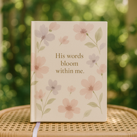 Journal de prière LABON « Ses paroles fleurissent en moi », carnet de méditation floral pastel, livre d'écriture biblique pour la foi chrétienne