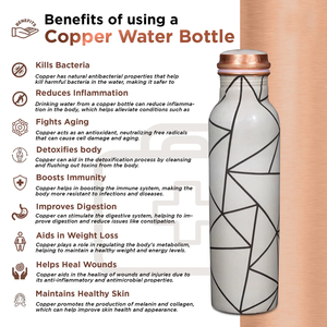 Pure Copper <b>Water</b> <b>Bottle</b> 750 ml Grey Abstract Design Modern Drinking Flask for <b>Gym</b> Office Home Leak Proof - Product Image 3