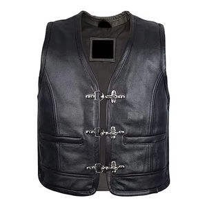 Chaleco de cuero de invierno para hombre informal de diseño personalizado transpirable-Ropa de abrigo de moto multibolsillo ecológica - Product Image 1