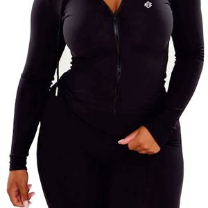 Sudadera Deportiva Ajustada con Cierre, Tejido Elástico, Mezcla de Poliéster y Elastano, Aproximadamente 220-260 GSM, Sudadera Informal para Mujer - Product Image 2